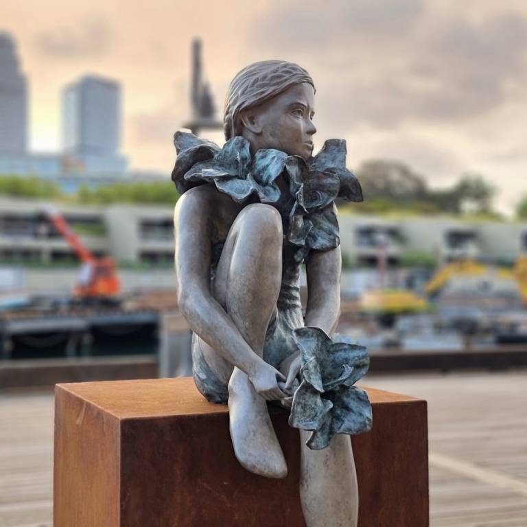 Bronze Swimmer Sculpture – Urban Botanica by Mela Cooke, 98x48x25cm - view 17