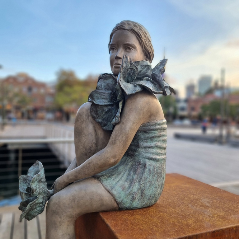 Bronze Swimmer Sculpture – Urban Botanica by Mela Cooke, 98x48x25cm - view 4