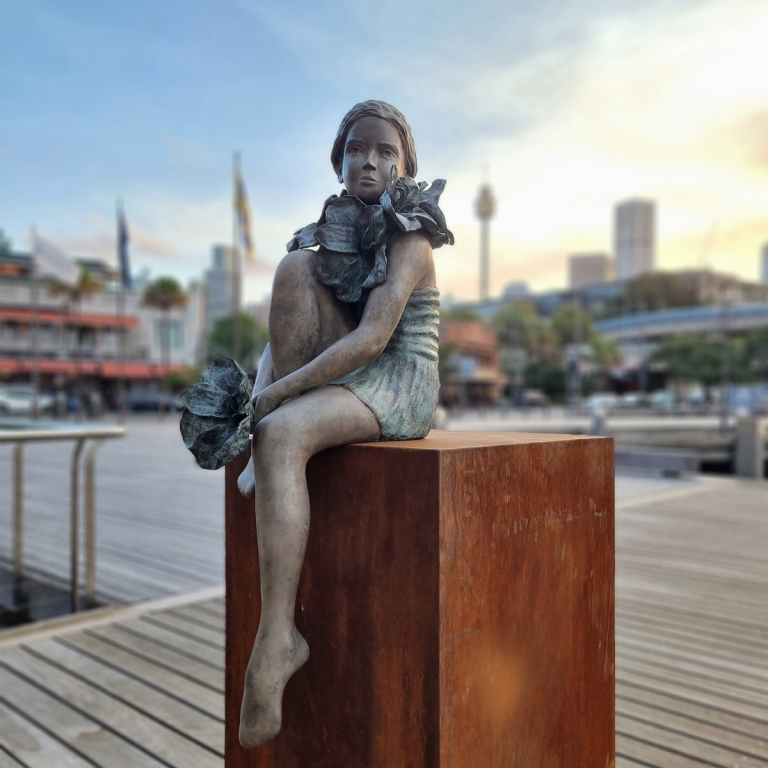 Bronze Swimmer Sculpture – Urban Botanica by Mela Cooke, 98x48x25cm - view 5