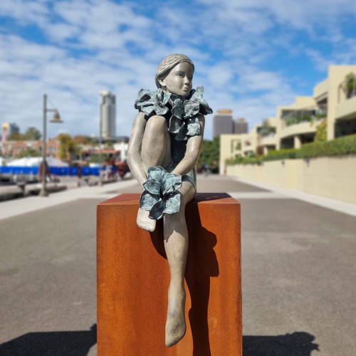 Bronze Swimmer Sculpture – Urban Botanica by Mela Cooke, 98x48x25cm | ARTpark Australia