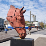 bronze horse head sculpture