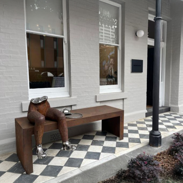 tennis sculpture bench