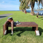 tennis sculpture seat bench