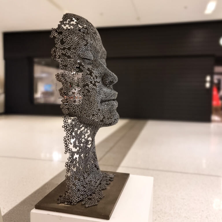 Fabricated Steel Figurative Sculpture – Dream by Emad Dhahir, 130x50x30cm