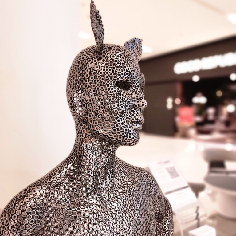 Fabricated Steel Figurative Sculpture – Masquerade by Emad Dhahir, 90x60x30cm - view 3
