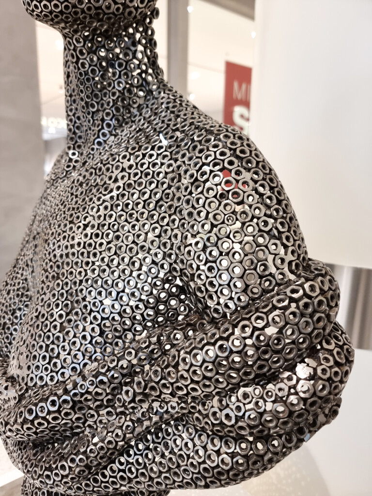 Fabricated Steel Figurative Sculpture – Masquerade by Emad Dhahir, 90x60x30cm - view 5