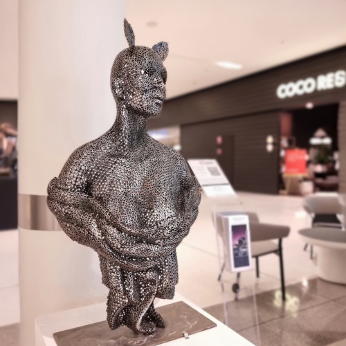 Fabricated Steel Figurative Sculpture – Masquerade by Emad Dhahir, 90x60x30cm | ARTpark Australia