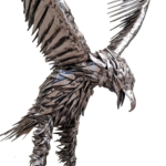 steel metal eagle sculpture