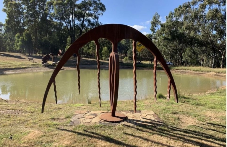 Corten Steel Sculpture – Horizon Figure by Greg Johns, 400x235x45cm - view 5