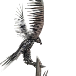 steel metal eagle sculpture