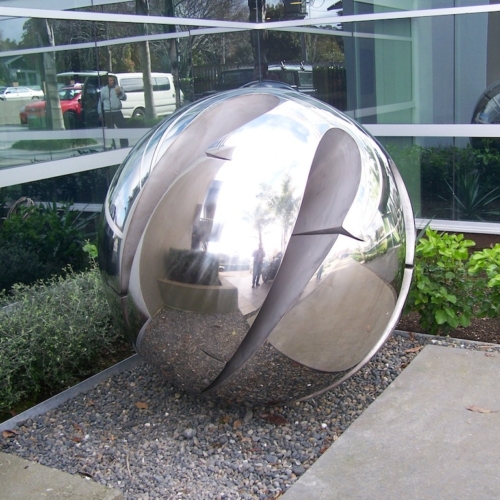 Stainless Steel Round Sculpture – Nice Round Figure #4 by David McCracken, 160cm | ARTpark Australia