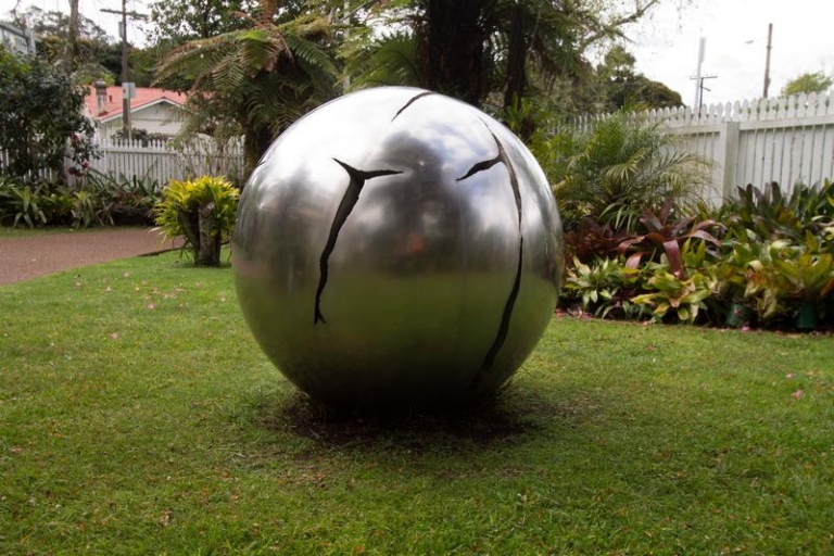 Nice Sphere #6 by David McCracken - Stainless steel garden sculpture, 2m
