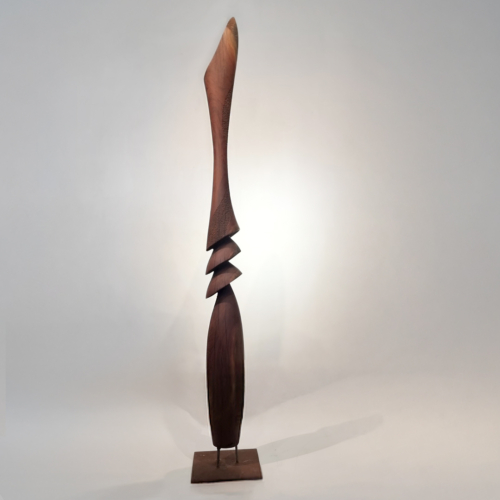 Timber Totem Sculpture – Vessel by Lucas Guilbert, 220x31x29cm | ARTpark Australia