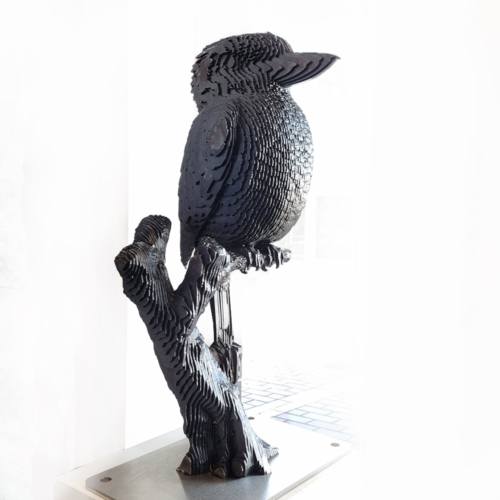 Corten Steel Animal Sculpture – Kookaburra's Rest by Jan Gomez, 45x22x24cm | ARTpark Australia