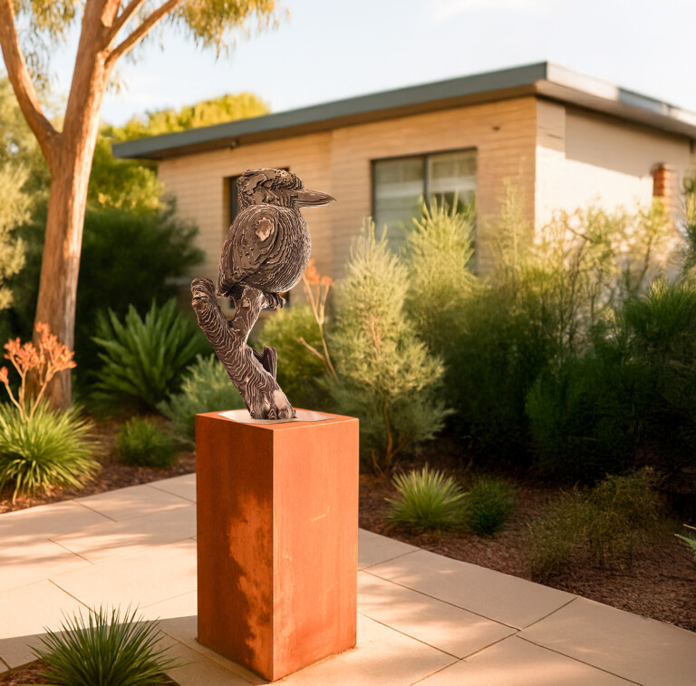Kookaburra’s Rest by Jan Gomez - Corten steel garden sculpture, 100cm - view 6