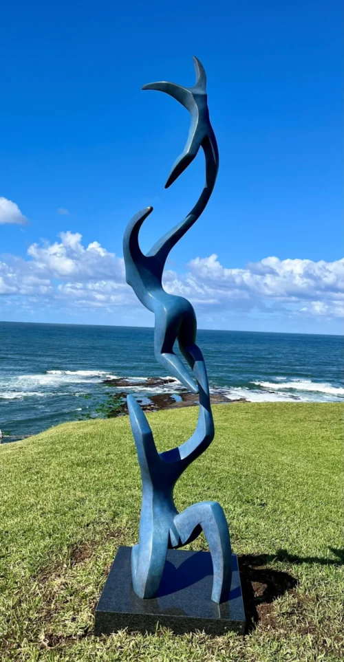 Bronze Figurative Sculpture – Up, Up and Away by Michael Vaynman, 220x56x40cm | ARTpark Australia
