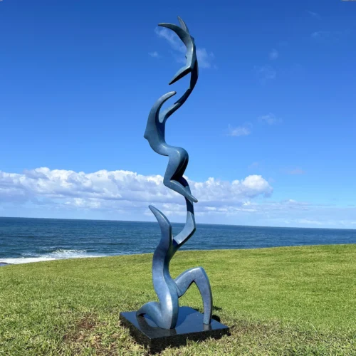 Bronze Figurative Sculpture – Up, Up and Away by Michael Vaynman, 220x56x40cm | ARTpark Australia