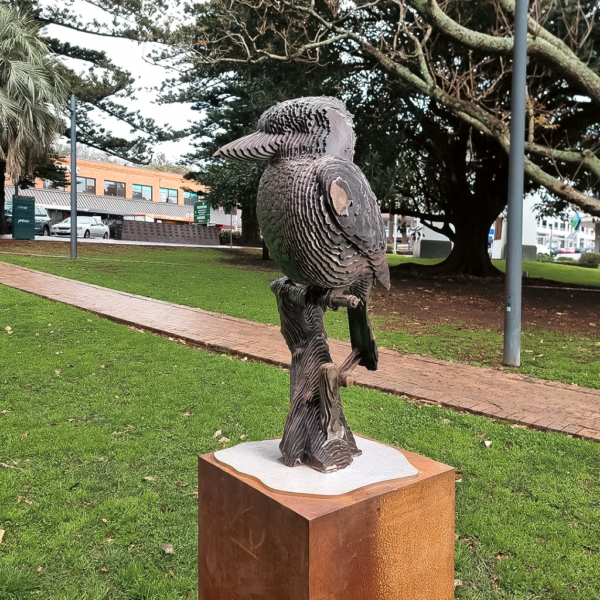 Corten Steel Animal Sculpture – Kookaburra's Rest by Jan Gomez, 95x44x48cm | ARTpark Australia