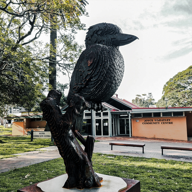 metal kookaburra outdoor garden sculpture