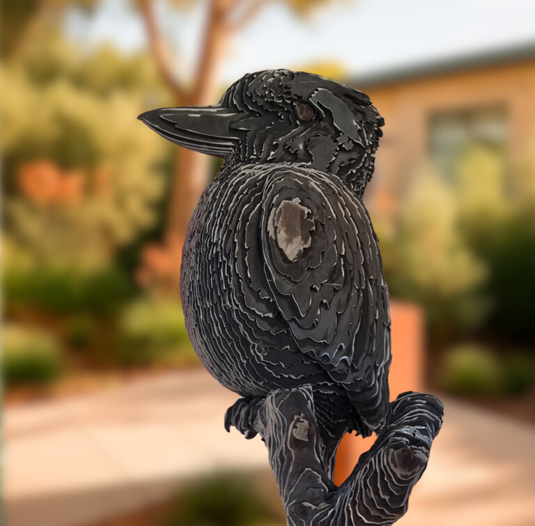 Kookaburra’s Rest by Jan Gomez - Corten steel animal garden sculpture, 45cm - view 3