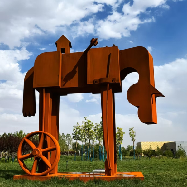 Corten Steel Horse Sculpture – Shy by Jimmy Rix, 176x178x68cm | ARTpark Australia