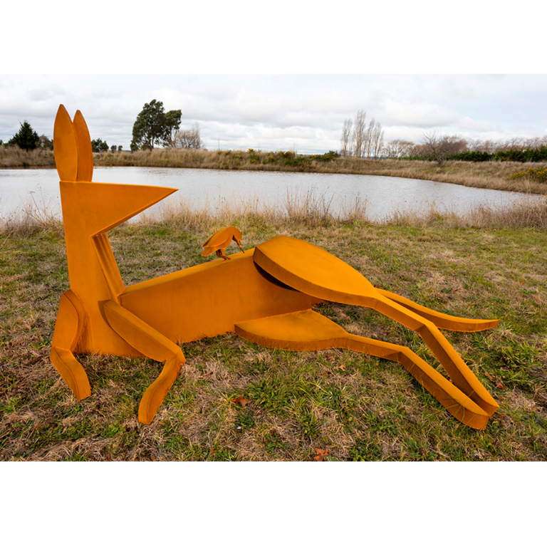 Corten Steel Kangaroo Sculpture – Collecting Fur to Line the Nest by Jimmy Rix, 2.7m - view 6