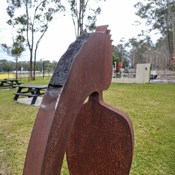 Corten Steel Garden Sculpture – Excavator by Greg Johns, 120cm | ARTpark Australia
