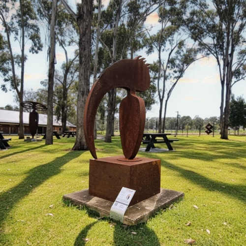 Corten Steel Garden Sculpture – Excavator by Greg Johns, 120cm | ARTpark Australia