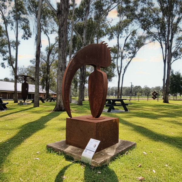 Corten Steel Garden Sculpture – Excavator by Greg Johns, 120cm | ARTpark Australia