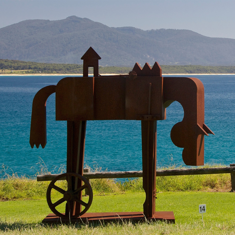 Corten Steel Horse Sculpture – Shy by Jimmy Rix, 176x178x68cm - view 2