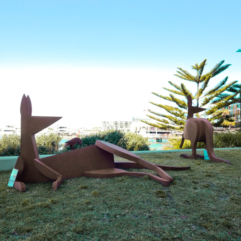 Corten Steel Kangaroo Sculpture – Collecting Fur to Line the Nest by Jimmy Rix, 2.7m - view 7