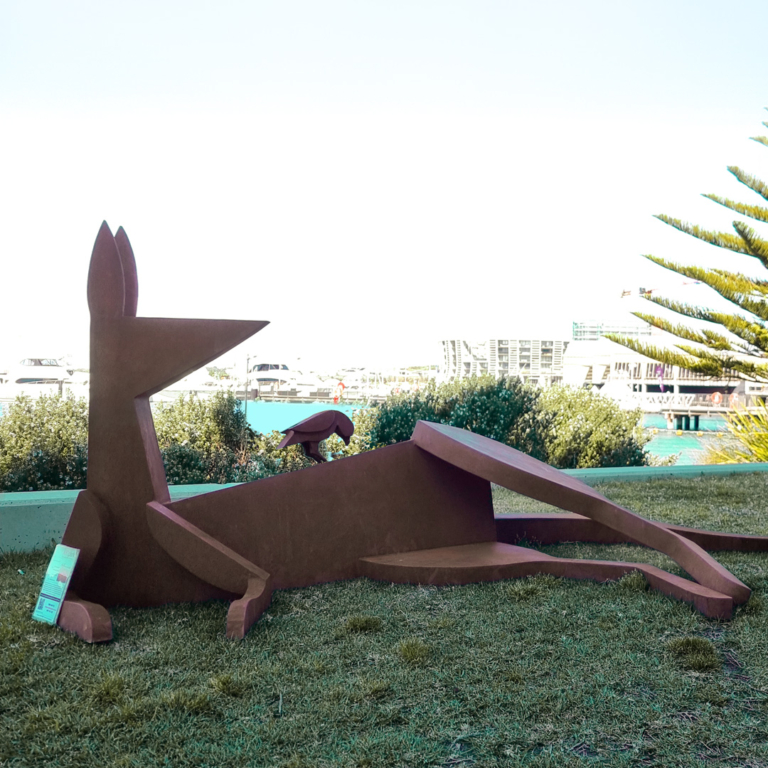 Corten Steel Kangaroo Sculpture – Collecting Fur to Line the Nest by Jimmy Rix, 2.7m - view 8