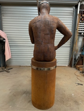 Corten Steel Figurative Sculpture – The Angle of the Dangle by Nicole Allen, 155x50x40cm | ARTpark Australia
