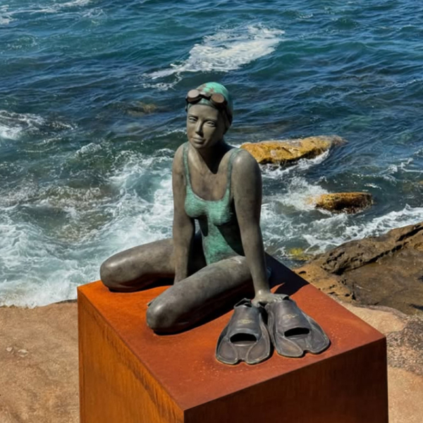 Bronze Swimmer Sculpture – High Tide by Mela Cooke, 65x70x51cm | ARTpark Australia