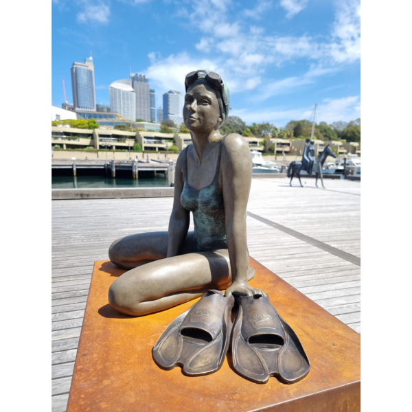 Bronze Swimmer Sculpture – High Tide by Mela Cooke, 65x70x51cm | ARTpark Australia