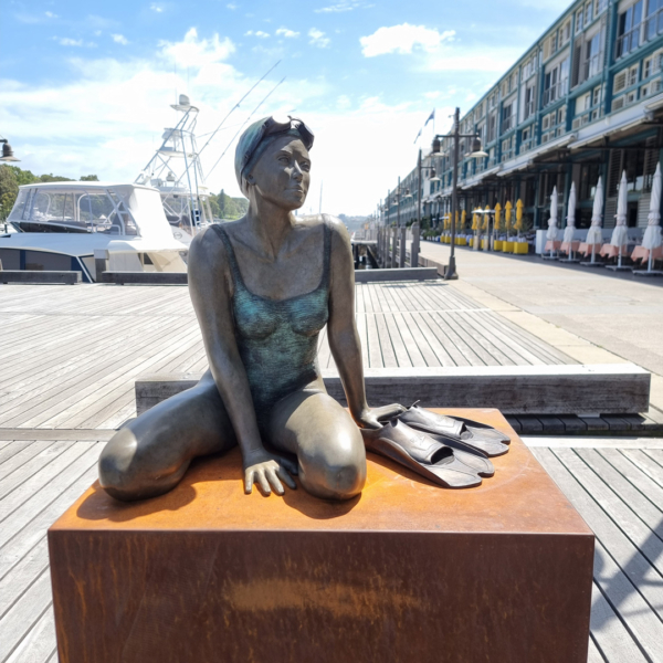 Bronze Swimmer Sculpture – High Tide by Mela Cooke, 65x70x51cm | ARTpark Australia