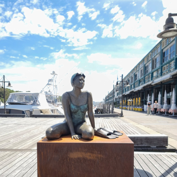 Bronze Swimmer Sculpture – High Tide by Mela Cooke, 65x70x51cm | ARTpark Australia