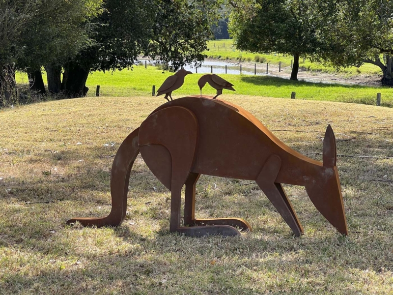 Jimm Rix Kangaroo Sculpture - collecting fur to line the nest