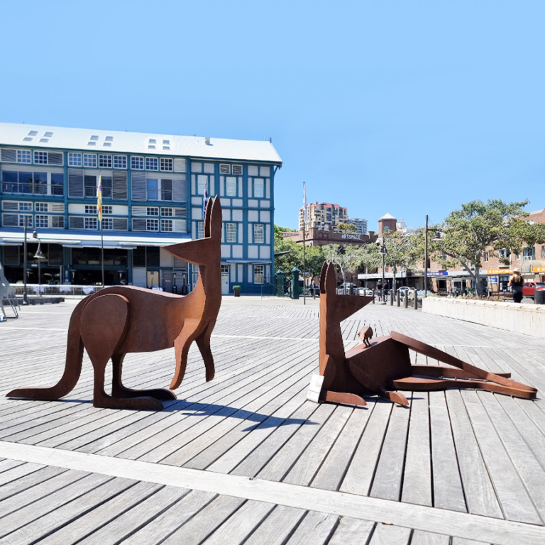 collecting Fur & startled by Jimmy Rix - Corten steel animal garden sculpture - view 2