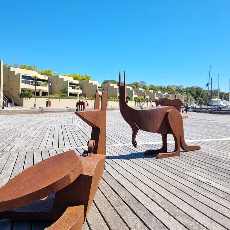 collecting Fur & startled by Jimmy Rix - Corten steel animal garden sculpture - view 6