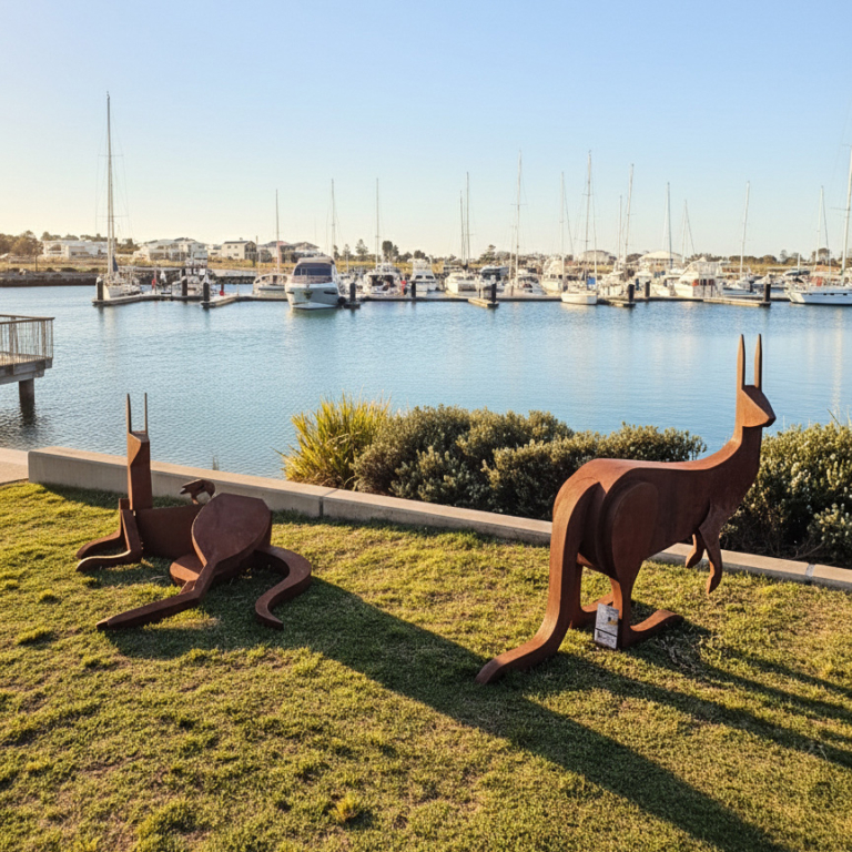 Corten Steel Kangaroo Sculpture – Startled by Jimmy Rix, 167x196x84cm - view 5