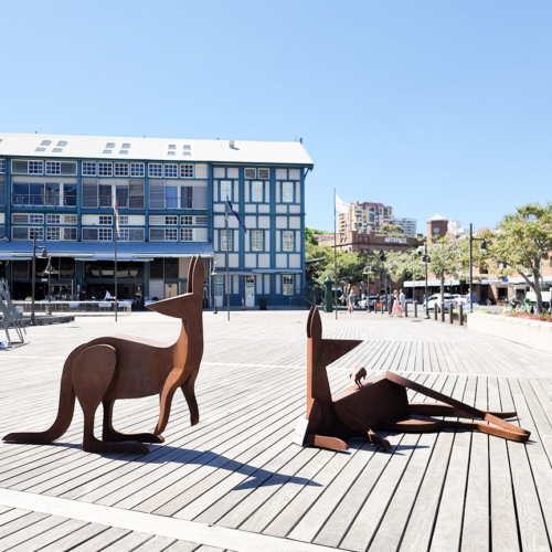 Corten Steel Kangaroo Sculpture – Collecting Fur & Startled by Jimmy Rix | ARTpark Australia
