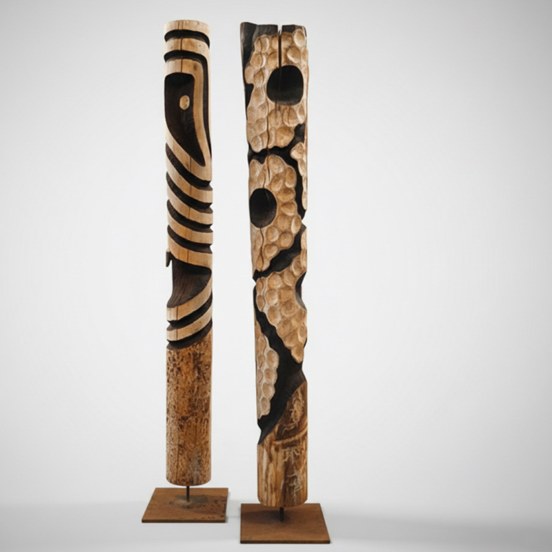 wall timber sculpture, totem sculpture