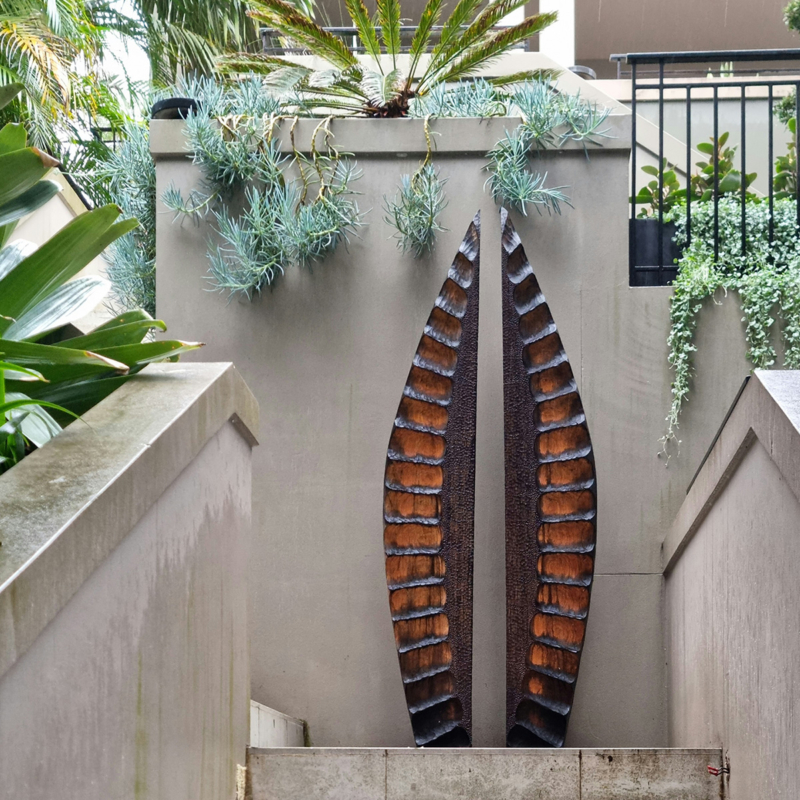 Lucas Guilbert timber sculpture, garden sculpture