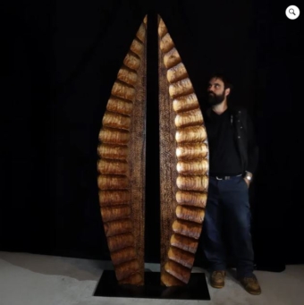 Timber Totem Sculpture – Feu by Lucas Guilbert, 240x90x45cm | ARTpark Australia
