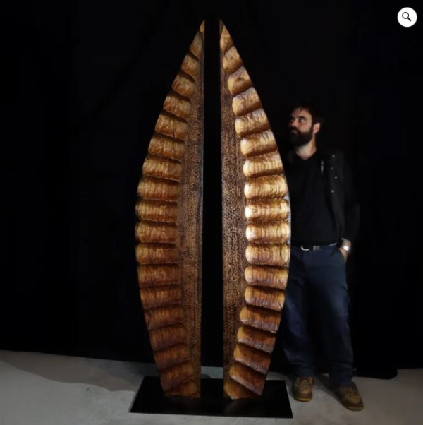 Timber Totem Sculpture – Feu by Lucas Guilbert, 240x90x45cm | ARTpark Australia