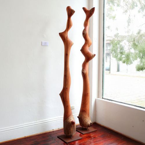 Timber Totem Sculpture – Floraison by Lucas Guilbert, 220x30x30cm | ARTpark Australia
