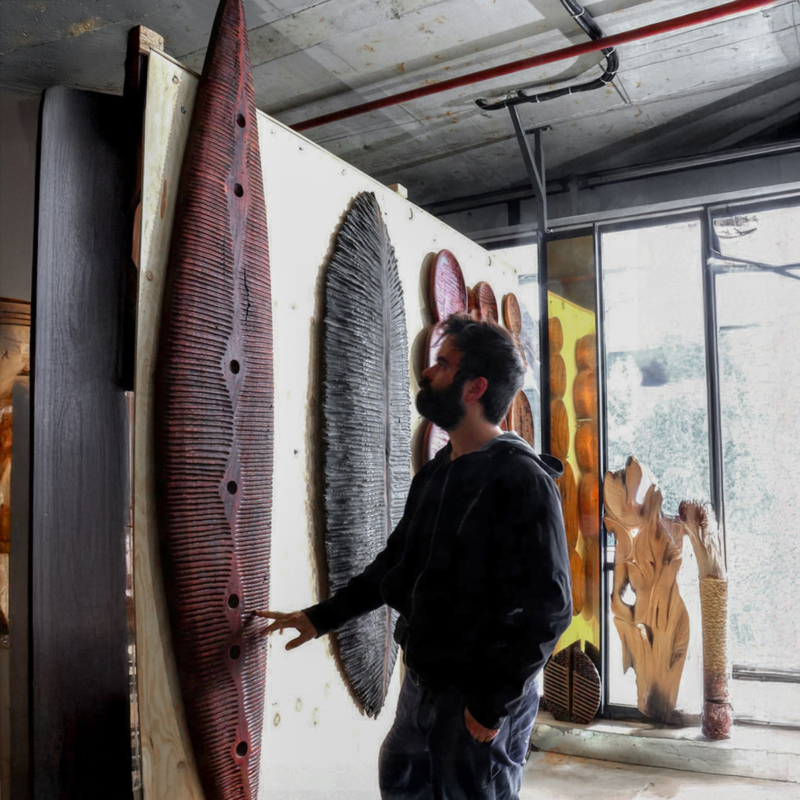 timber sculpture, totem sculpture, lucas guilbert sculpture