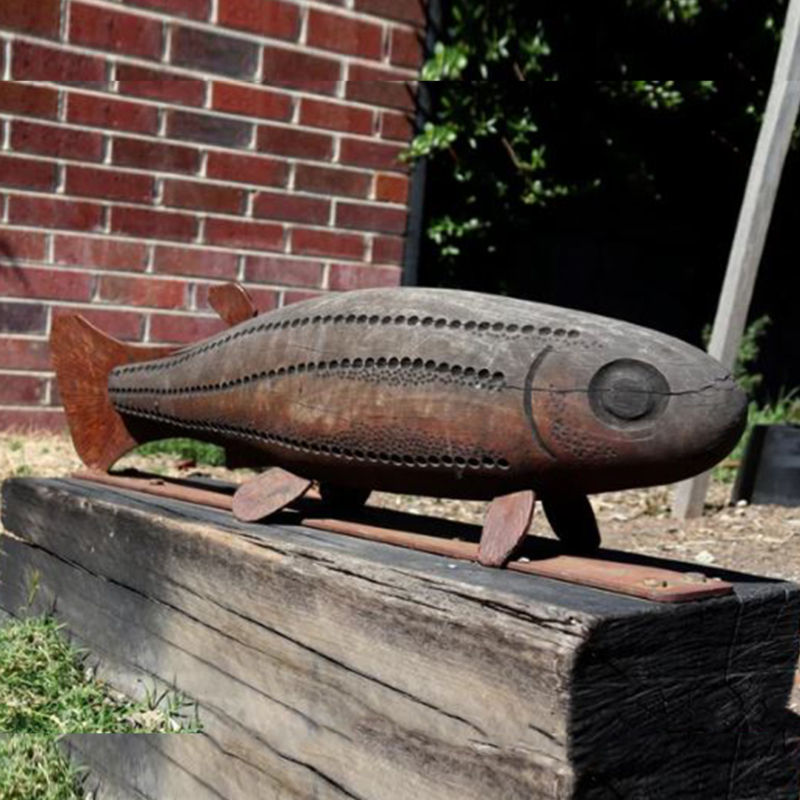 timber sculpture, fish sculpture, playground sculpture, animal sculpture