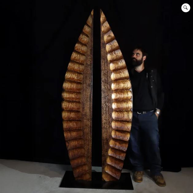 Feu II by Lucas Guilbert - Timber abstract garden sculpture, 240cm